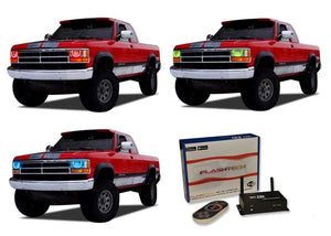 Dodge-Dakota-1991, 1992, 1993, 1994, 1995, 1996-LED-Halo-Headlights-RGB-WiFi Remote-DO-DK9196-V3HWI