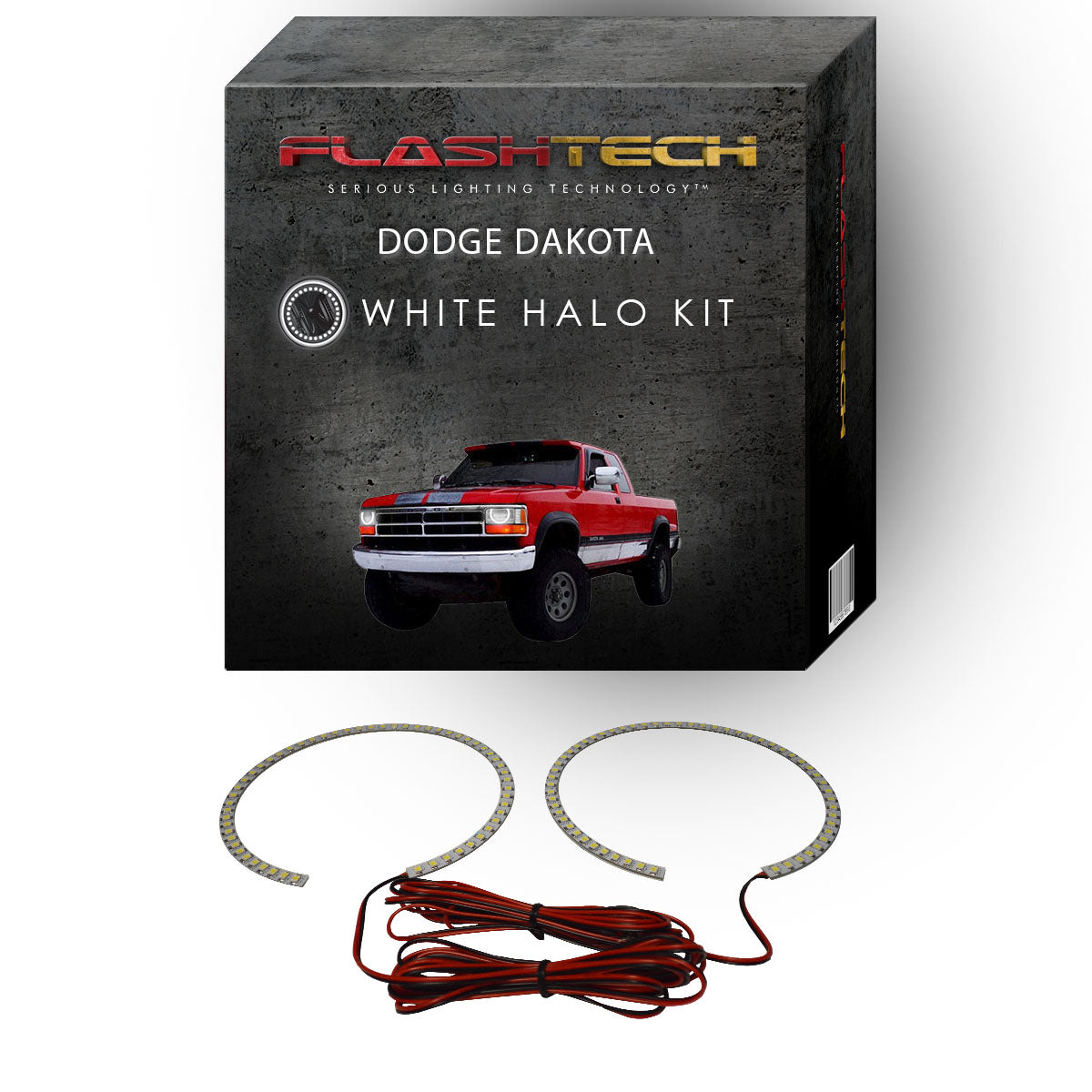 Dodge-Dakota-1991, 1992, 1993, 1994, 1995, 1996-LED-Halo-Headlights-White-RF Remote White-DO-DK9196-WHRF