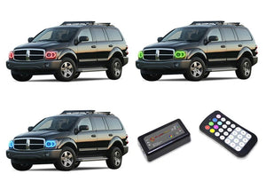 Dodge-Durango-2004, 2005, 2006-LED-Halo-Headlights-RGB-Colorfuse RF Remote-DO-DU0406-V3HCFRF