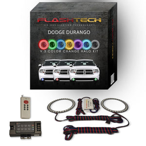 Dodge-Durango-2011, 2012, 2013-LED-Halo-Fog Lights-RGB-Bluetooth RF Remote-DO-DU1113-V3FBTRF