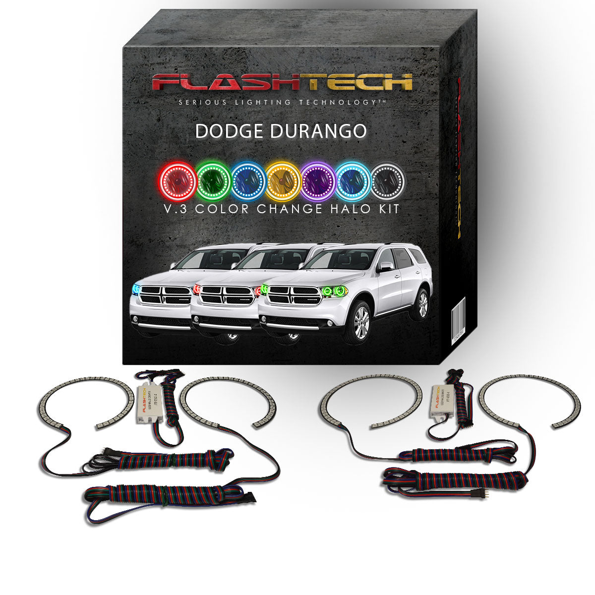 Dodge-Durango-2011, 2012, 2013-LED-Halo-Headlights-RGB-No Remote-DO-DU1113-V3H