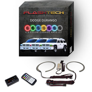 Dodge-Durango-1999, 2000, 2001, 2002, 2003-LED-Halo-Headlights-RGB-RF Remote-DO-DU9903-V3HRF