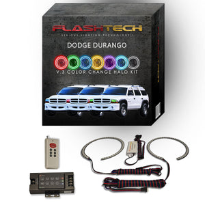 Dodge-Durango-1999, 2000, 2001, 2002, 2003-LED-Halo-Headlights-RGB-IR Remote-DO-DU9903-V3HIR