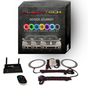 Dodge-Journey-2009, 2010, 2011, 2012, 2013-LED-Halo-Fog Lights-RGB-Bluetooth RF Remote-DO-JO0913-V3FBTRF