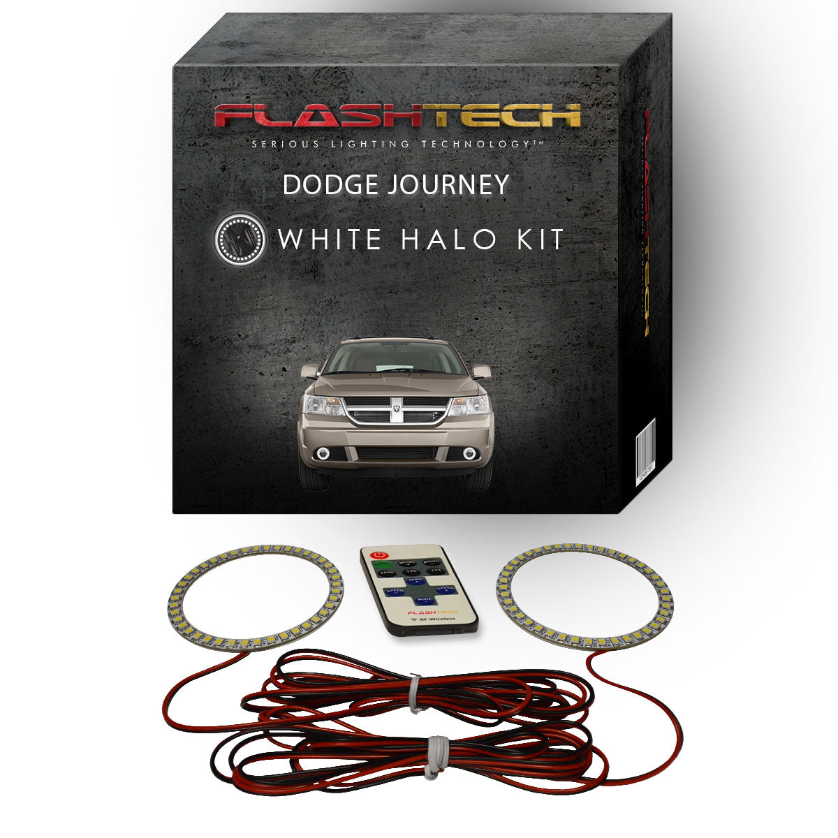 Dodge-Journey-2009, 2010, 2011, 2012, 2013-LED-Halo-Fog Lights-White-RF Remote White-DO-JO0913-WFRF