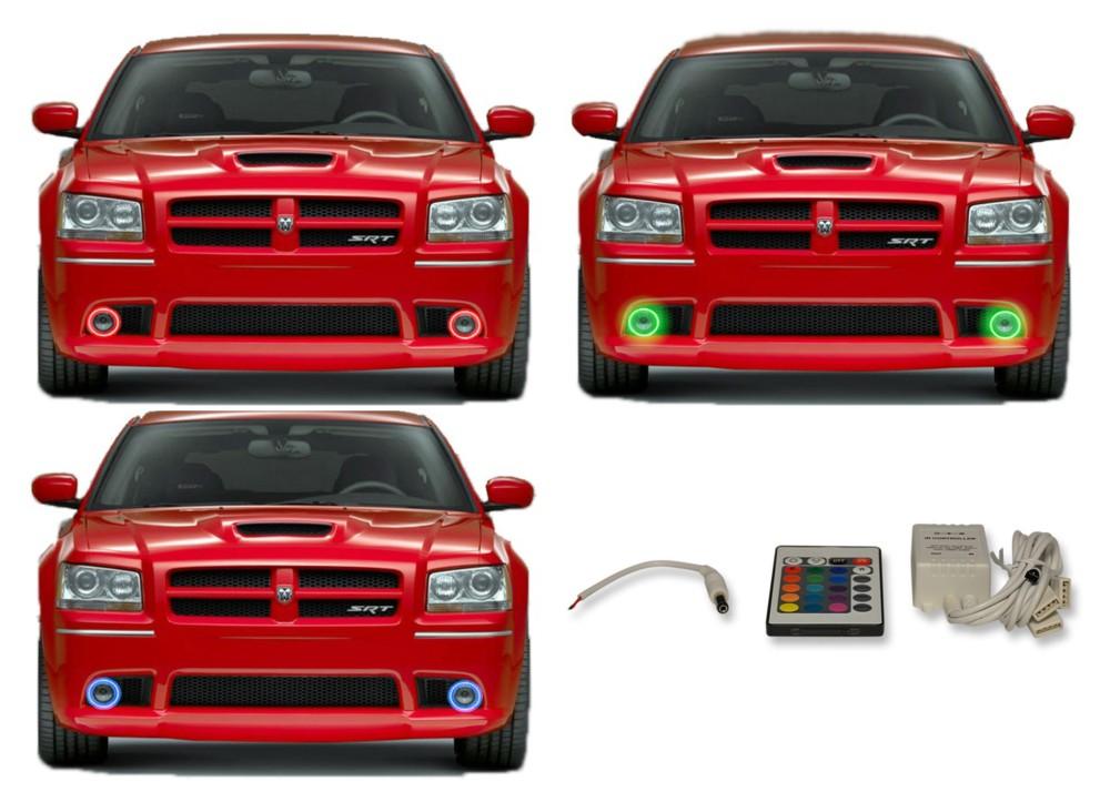 Dodge-Magnum-2005, 2006, 2007, 2008-LED-Halo-Fog Lights-RGB-IR Remote-DO-MG0508-V3FIR