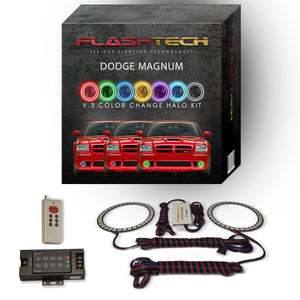 Dodge-Magnum-2005, 2006, 2007, 2008-LED-Halo-Fog Lights-RGB-Bluetooth RF Remote-DO-MG0508-V3FBTRF