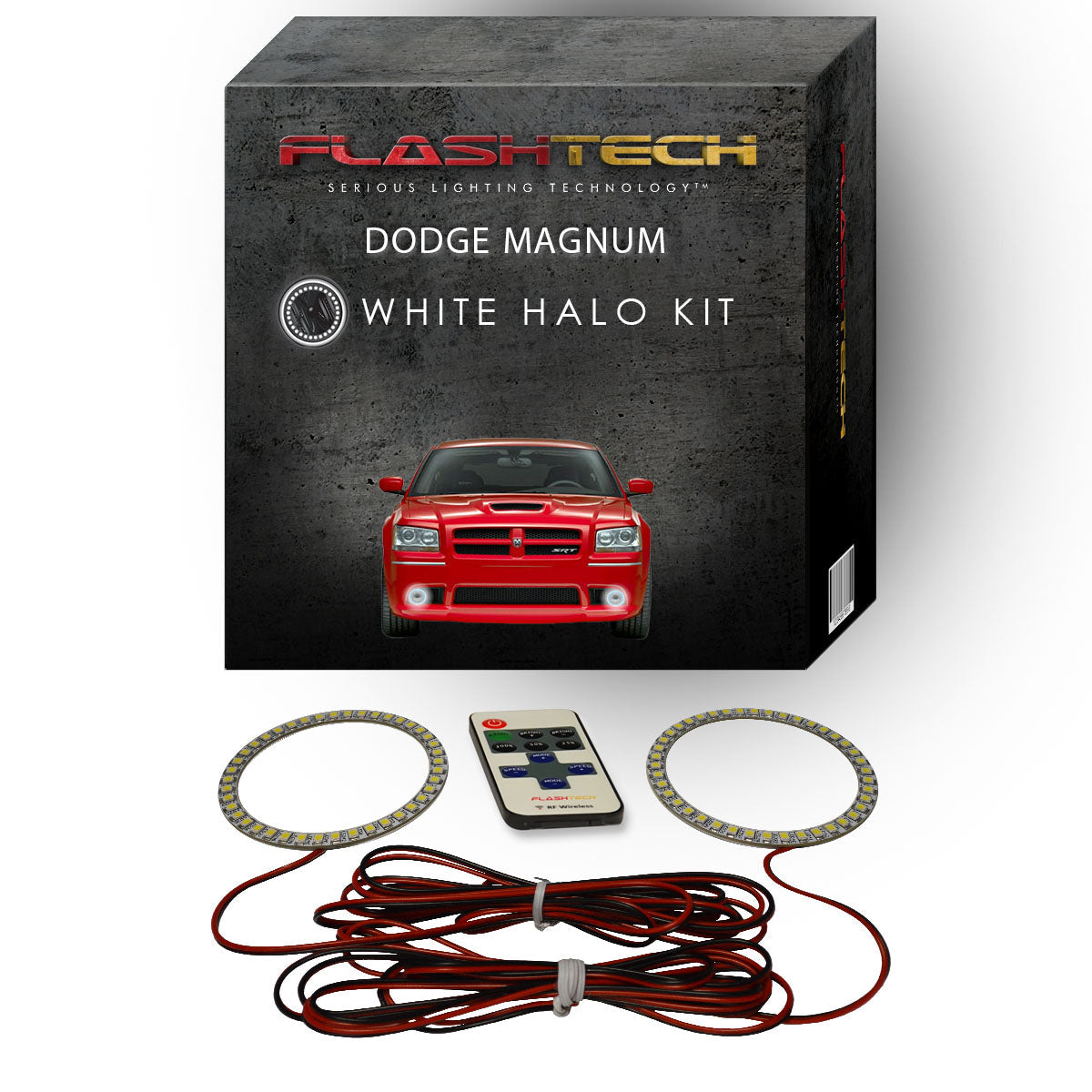 Dodge-Magnum-2005, 2006, 2007, 2008-LED-Halo-Fog Lights-White-RF Remote White-DO-MG0508-WFRF