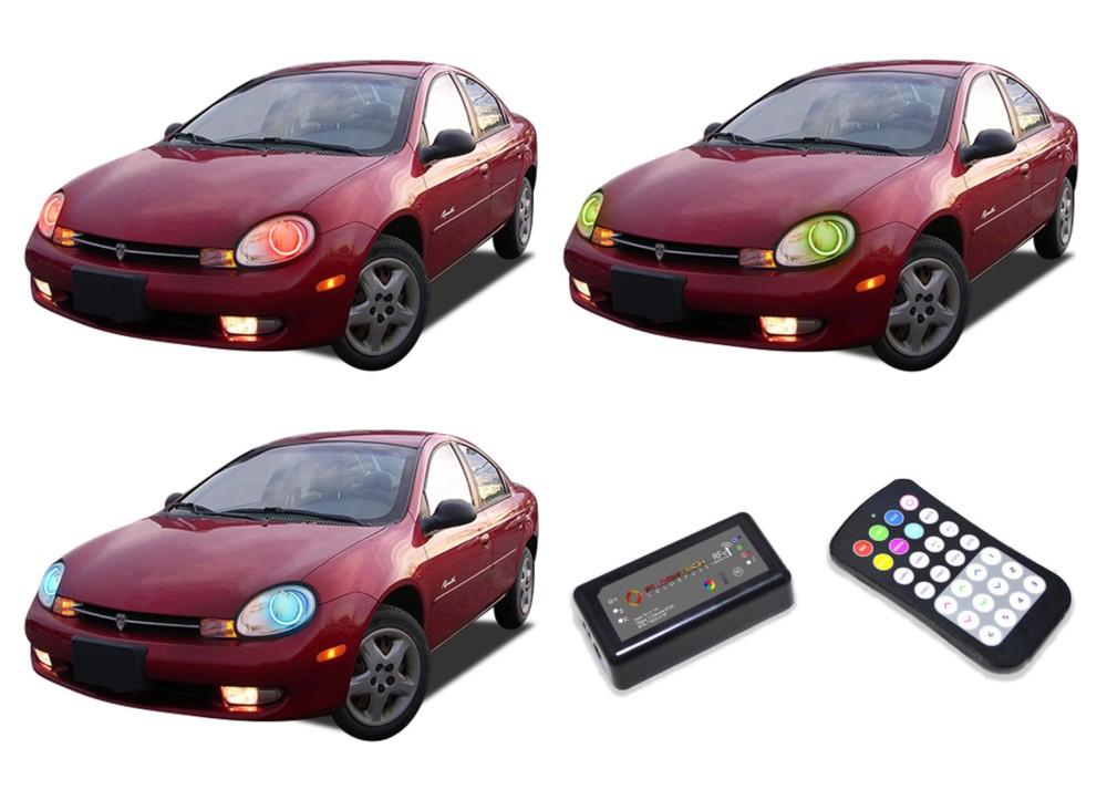 Dodge-Neon-2000, 2001, 2002-LED-Halo-Headlights-RGB-Colorfuse RF Remote-DO-NE0002-V3HCFRF