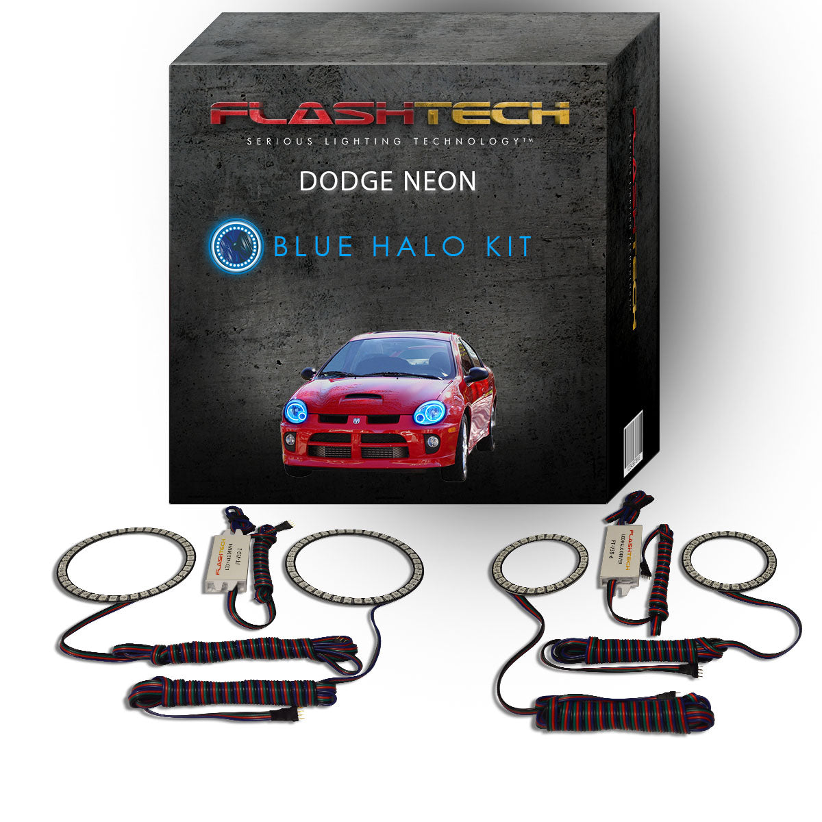 Dodge-Neon-2003, 2004, 2005-LED-Halo-Headlights-RGB-No Remote-DO-NE0305-V3H