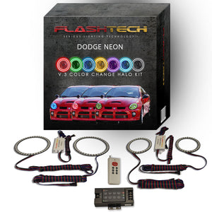 Dodge-Neon-2003, 2004, 2005-LED-Halo-Headlights-RGB-IR Remote-DO-NE0305-V3HIR