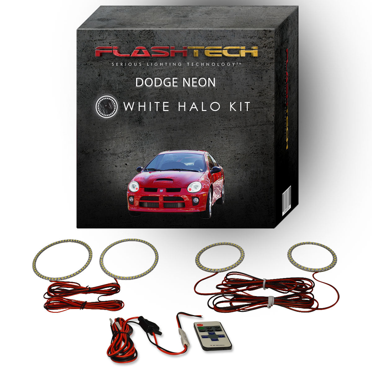 Dodge-Neon-2003, 2004, 2005-LED-Halo-Headlights-White-RF Remote White-DO-NE0305-WHRF