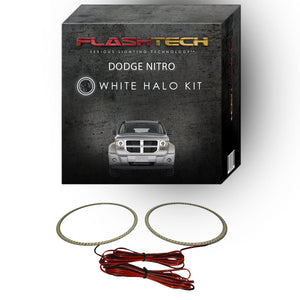 Dodge-Nitro-2007, 2008, 2009, 2010, 2011, 2012-LED-Halo-Headlights-White-RF Remote White-DO-NI0712-WHRF