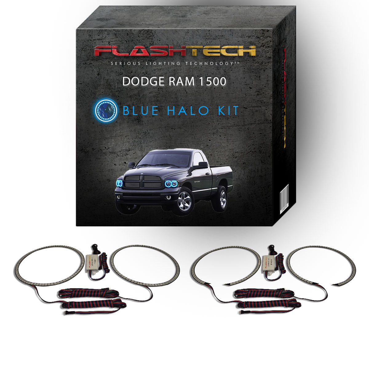 Dodge-Ram 1500-2002, 2003, 2004, 2005-LED-Halo-Headlights-RGB-No Remote-DO-RM0205-V3H