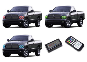 Dodge-Ram 1500-2002, 2003, 2004, 2005-LED-Halo-Headlights-RGB-Colorfuse RF Remote-DO-RM0205-V3HCFRF