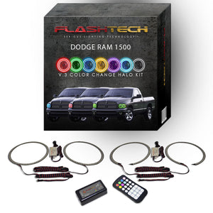 Dodge-Ram 1500-2002, 2003, 2004, 2005-LED-Halo-Headlights-RGB-Bluetooth RF Remote-DO-RM0205-V3HBTRF