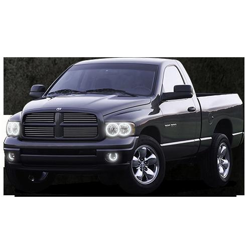 Dodge-Ram 1500-2002, 2003, 2004, 2005-LED-Halo-Headlights and Fog Lights-White-RF Remote White-DO-RM0205-WHFRF