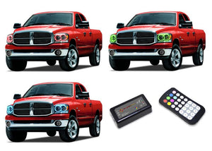 Dodge-Ram 1500-2006, 2007, 2008-LED-Halo-Headlights-RGB-Colorfuse RF Remote-DO-RM0608-V3HCFRF