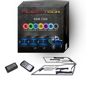 Ram-1500-2009, 2010, 2011, 2012, 2013, 2014-LED-Halo-Headlights-RGB-RF Remote-DO-RM0914-V3HRF