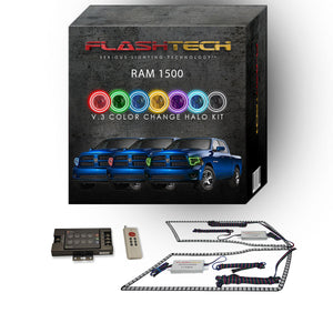 Ram-1500-2009, 2010, 2011, 2012, 2013, 2014-LED-Halo-Headlights-RGB-IR Remote-DO-RM0914-V3HIR