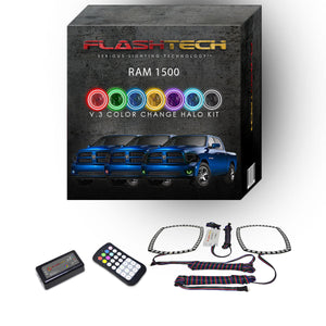 Ram-1500-2013, 2014-LED-Halo-Fog Lights-RGB-Bluetooth RF Remote-DO-RM1314-V3FBTRF