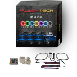 Ram-1500-2013, 2014-LED-Halo-Fog Lights-RGB-Bluetooth RF Remote-DO-RM1314-V3FBTRF