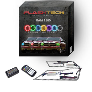 Ram-1500-2009, 2010, 2011, 2012, 2013, 2014, 2015, 2016-LED-Halo-Headlights-RGB-Bluetooth RF Remote-DO-RMS0916-V3HBTRF