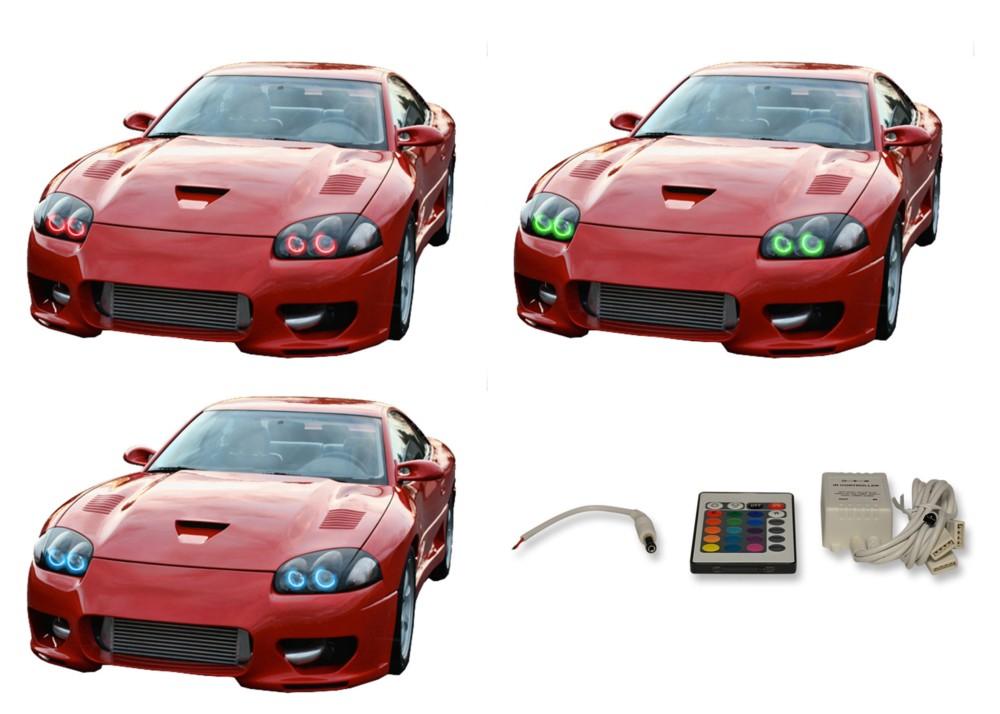 Dodge-Stealth-1994, 1995, 1996, 1997, 1998-LED-Halo-Headlights-RGB-IR Remote-DO-SH9498-V3HIR