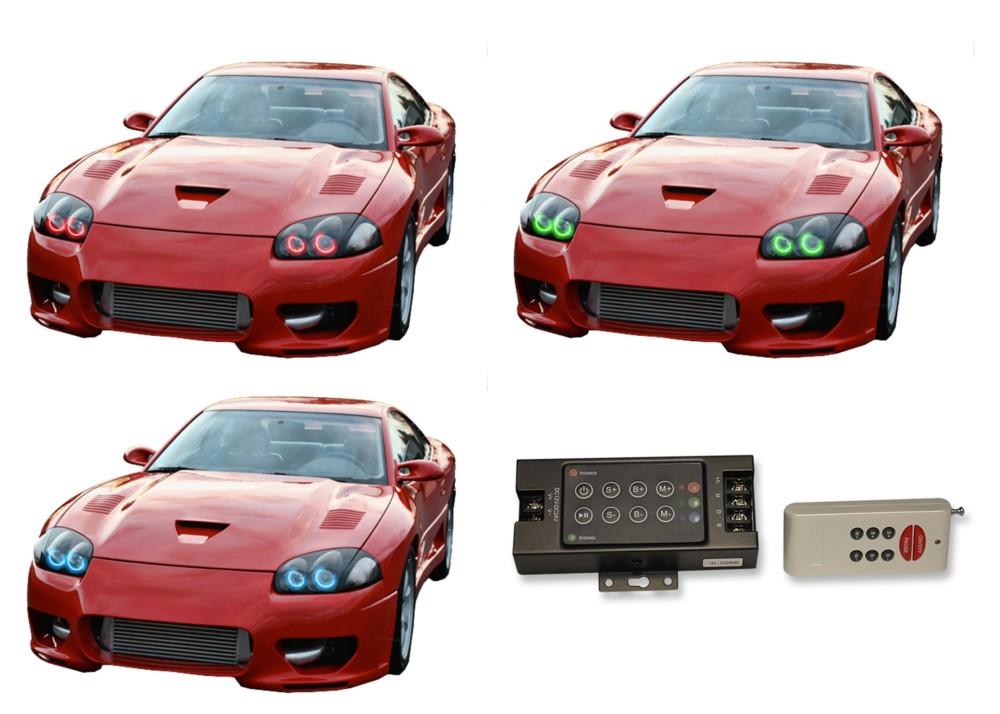 Dodge-Stealth-1994, 1995, 1996, 1997, 1998-LED-Halo-Headlights-RGB-RF Remote-DO-SH9498-V3HRF