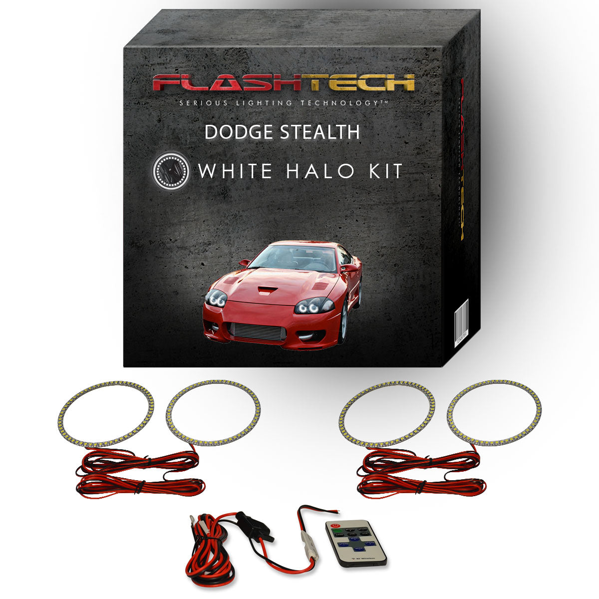 Dodge-Stealth-1994, 1995, 1996, 1997, 1998-LED-Halo-Headlights-White-RF Remote White-DO-SH9498-WHRF