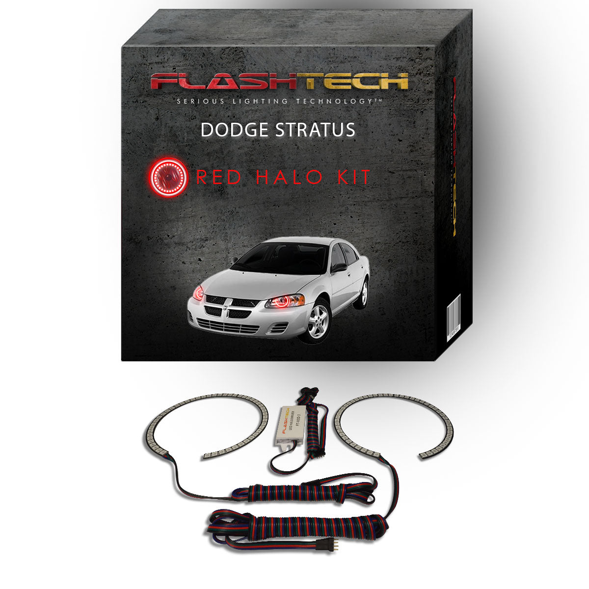Dodge-Stratus-2001, 2002, 2003, 2004, 2005, 2006-LED-Halo-Headlights-RGB-Bluetooth RF Remote-DO-ST0106-V3HBTRF
