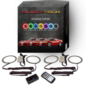Dodge-Viper-2003, 2004, 2005, 2006, 2007, 2008, 2009, 2010-LED-Halo-Headlights-RGB-RF Remote-DO-VI0310-V3HRF
