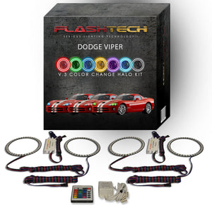 Dodge-Viper-2003, 2004, 2005, 2006, 2007, 2008, 2009, 2010-LED-Halo-Headlights-RGB-Bluetooth RF Remote-DO-VI0310-V3HBTRF