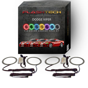 Dodge-Viper-2003, 2004, 2005, 2006, 2007, 2008, 2009, 2010-LED-Halo-Headlights-RGB-No Remote-DO-VI0310-V3H