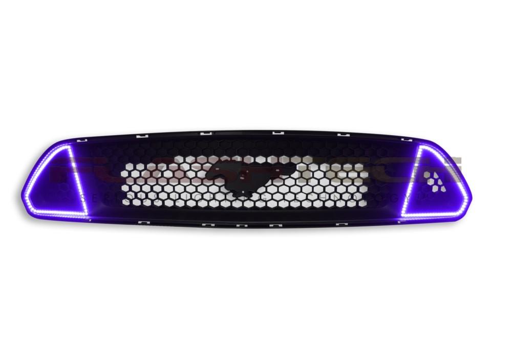 Ford-Mustang-2015, 2016, 2017-LED-Halo-Headlights-RGB Multi Color-No Remote-FO-MUGT-CFG-1517-V3H-WPE