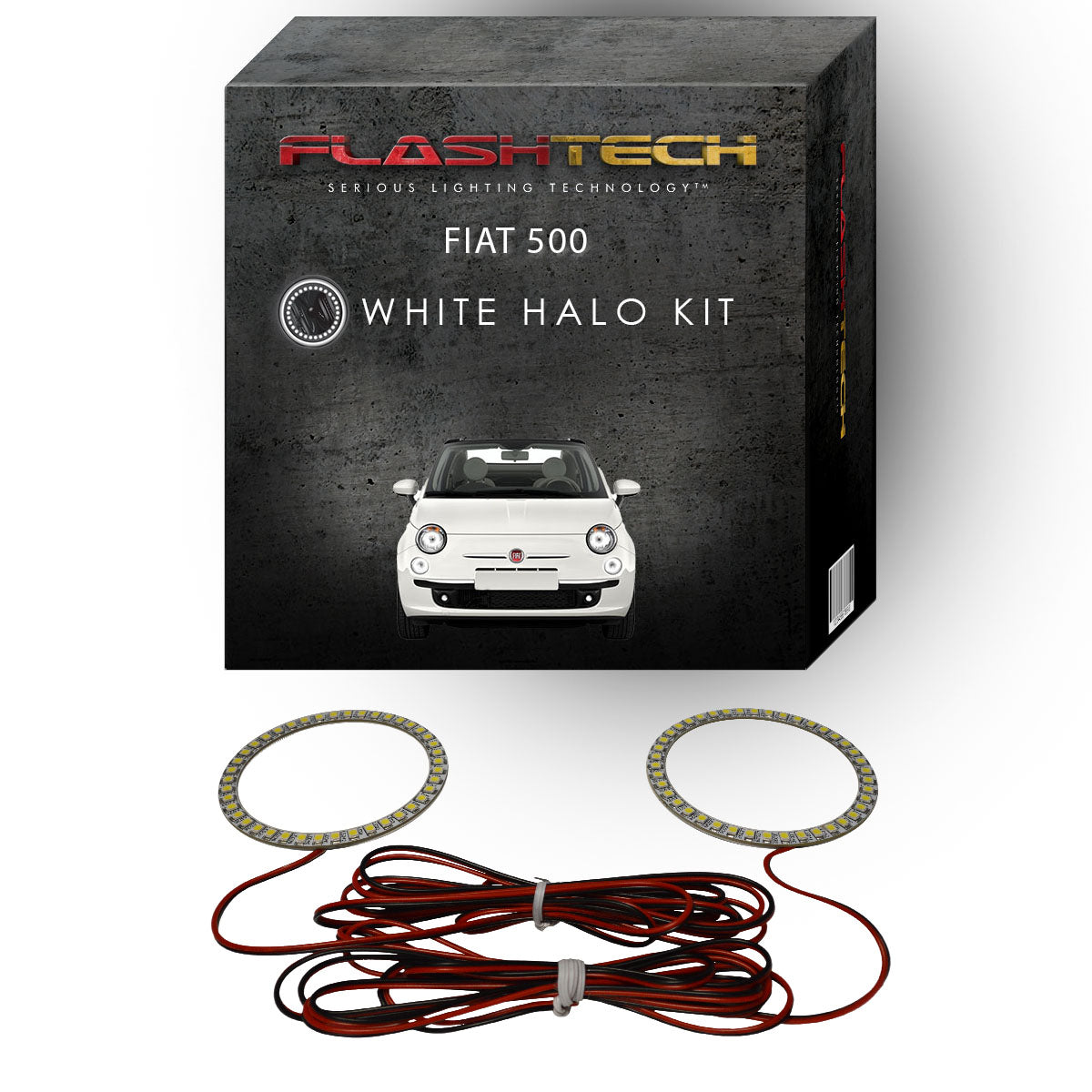 Fiat-500-2012, 2013-LED-Halo-Headlights-White-RF Remote White-FI-5001213-WHRF