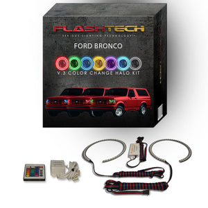 Ford-Bronco-1992, 1993, 1994, 1995, 1996-LED-Halo-Headlights-RGB-Bluetooth RF Remote-FO-BR9296-V3HBTRF