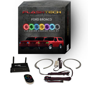 Ford-Bronco-1992, 1993, 1994, 1995, 1996-LED-Halo-Headlights-RGB-IR Remote-FO-BR9296-V3HIR