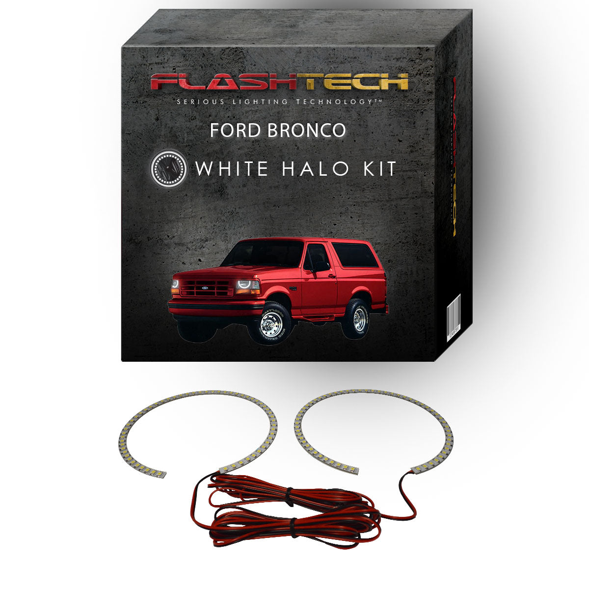 Ford-Bronco-1992, 1993, 1994, 1995, 1996-LED-Halo-Headlights-White-RF Remote White-FO-BR9296-WHRF