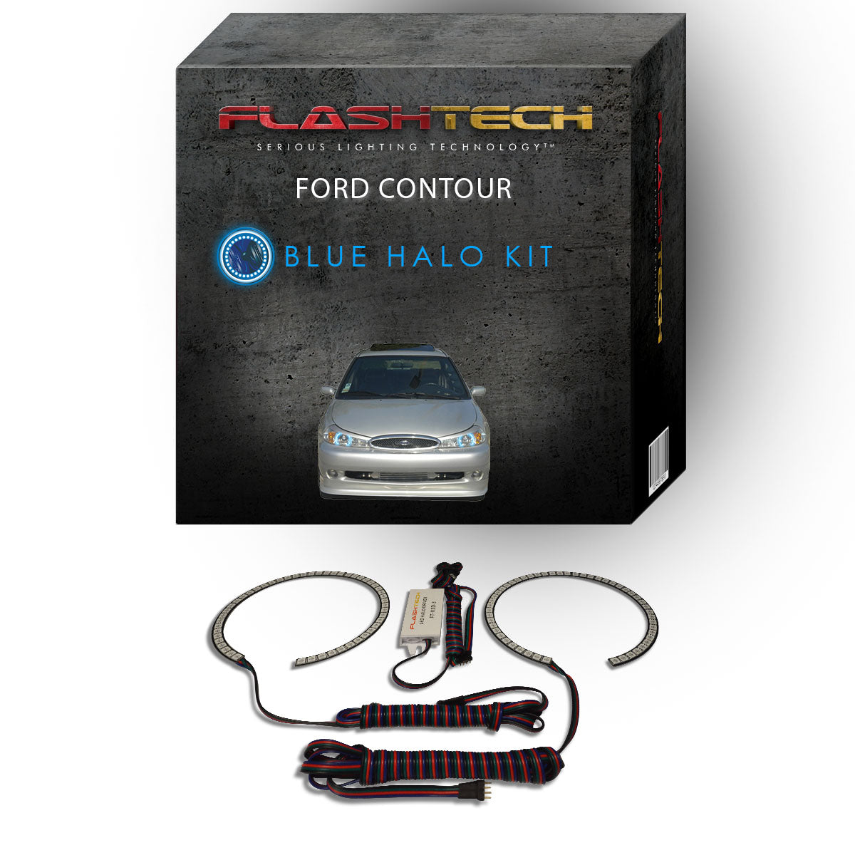 Ford-Contour-1998, 1999, 2000-LED-Halo-Headlights-RGB-No Remote-FO-CO9800-V3H