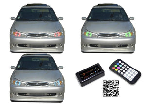 Ford-Contour-1998, 1999, 2000-LED-Halo-Headlights-RGB-Bluetooth RF Remote-FO-CO9800-V3HBTRF