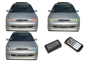 Ford-Contour-1998, 1999, 2000-LED-Halo-Headlights-RGB-Colorfuse RF Remote-FO-CO9800-V3HCFRF