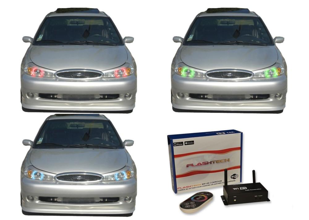 Ford-Contour-1998, 1999, 2000-LED-Halo-Headlights-RGB-WiFi Remote-FO-CO9800-V3HWI