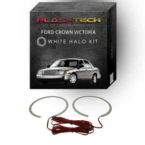 Ford-Crown Victoria-1998, 1999, 2000, 2001, 2002, 2003, 2004, 2005, 2006, 2007, 2008, 2009, 2010, 2011-LED-Halo-Headlights-White-RF Remote White-FO-CV9801-WHRF