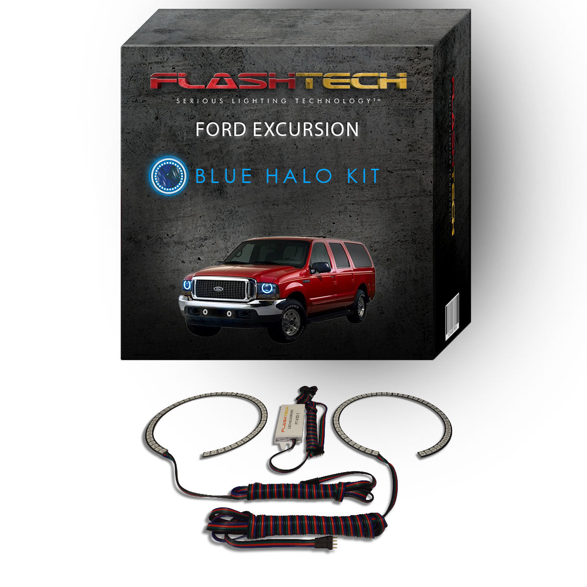 Ford-Excursion-2000, 2001, 2002, 2003, 2004-LED-Halo-Headlights-RGB-No Remote-FO-EC0004-V3H