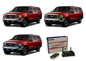 Ford-Excursion-2000, 2001, 2002, 2003, 2004-LED-Halo-Headlights-RGB-WiFi Remote-FO-EC0004-V3HWI