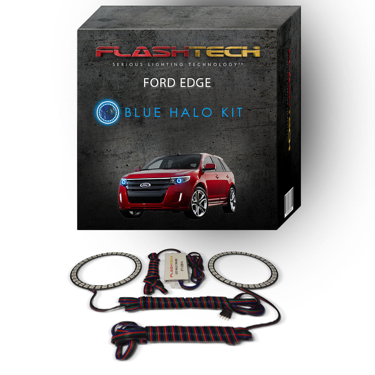 Ford-Edge-2011, 2012, 2013, 2014-LED-Halo-Headlights-RGB-No Remote-FO-ED1114-V3H