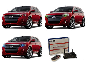 Ford-Edge-2011, 2012, 2013, 2014-LED-Halo-Headlights-RGB-WiFi Remote-FO-ED1114-V3HWI