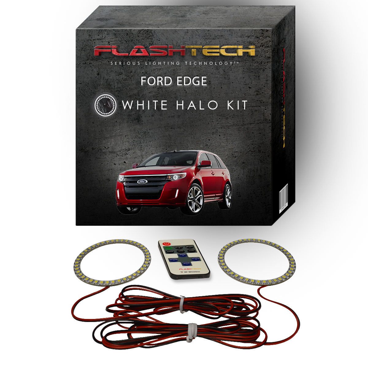 Ford-Edge-2011, 2012, 2013, 2014-LED-Halo-Headlights-White-RF Remote White-FO-ED1114-WHRF