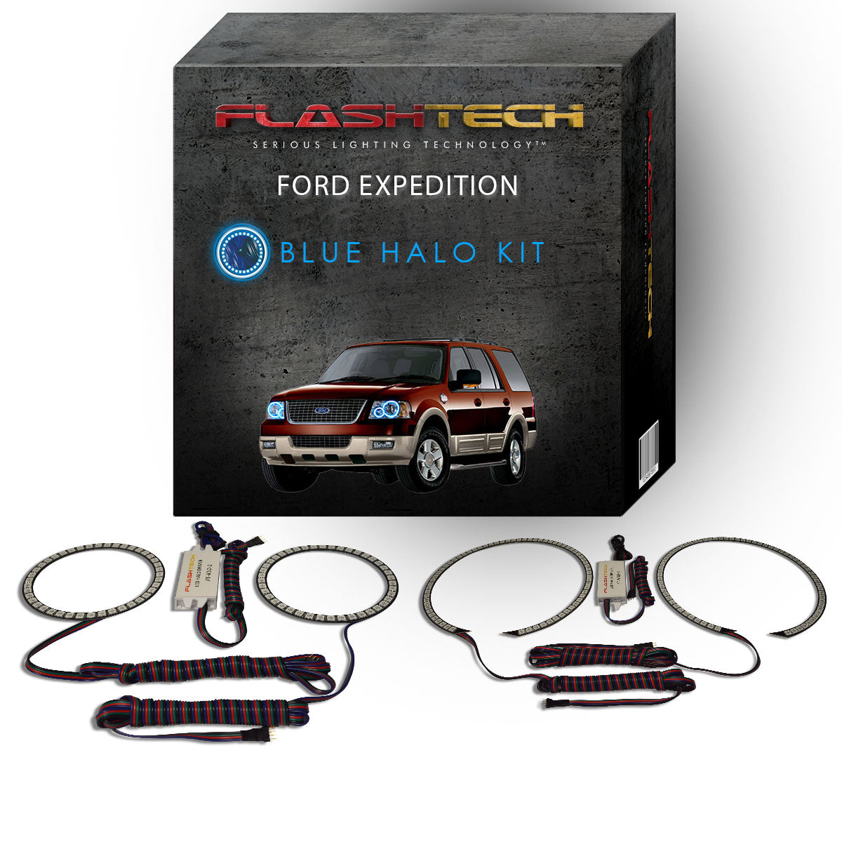 Ford-Expedition-2003, 2004, 2005, 2006-LED-Halo-Headlights-RGB-No Remote-FO-EP0306-V3H